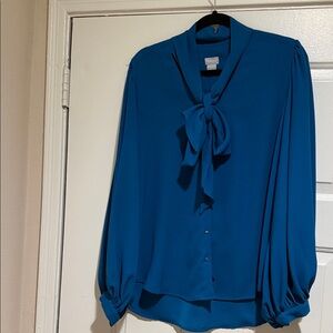 Chico's Elegant Blue Blouse with Tie Front